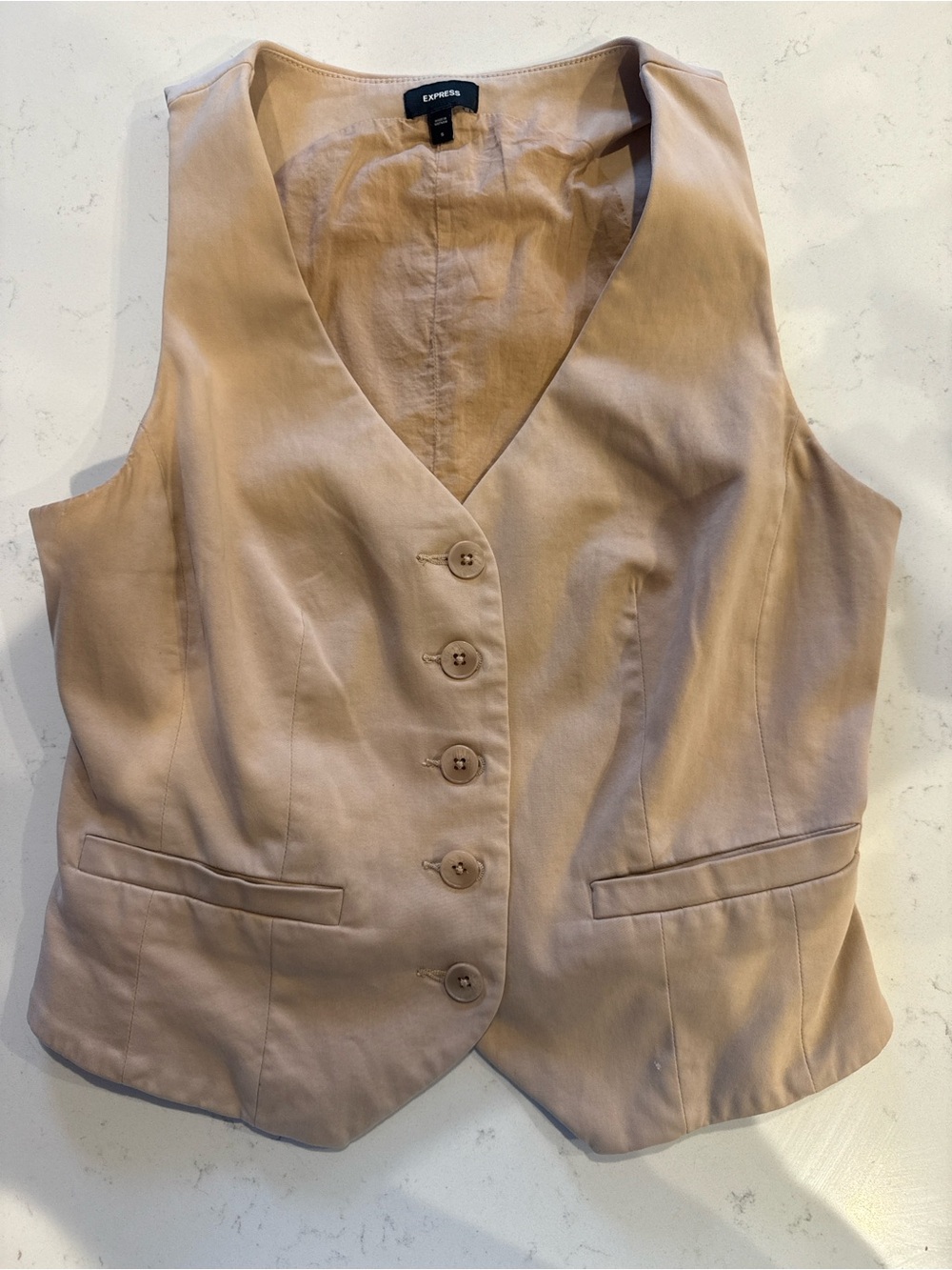Express khaki Button-Front Women's Vest size small